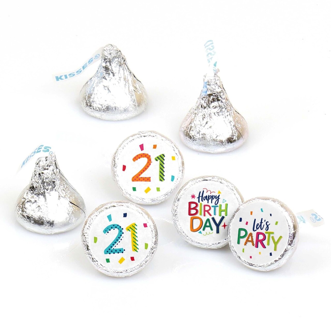 Big Dot of Happiness 21st Birthday - Cheerful Happy Birthday - Twenty-First Round Candy Sticker Favors - Labels Fits Chocolate Candy (1 sheet of 108)